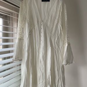 White Button Linen Dress